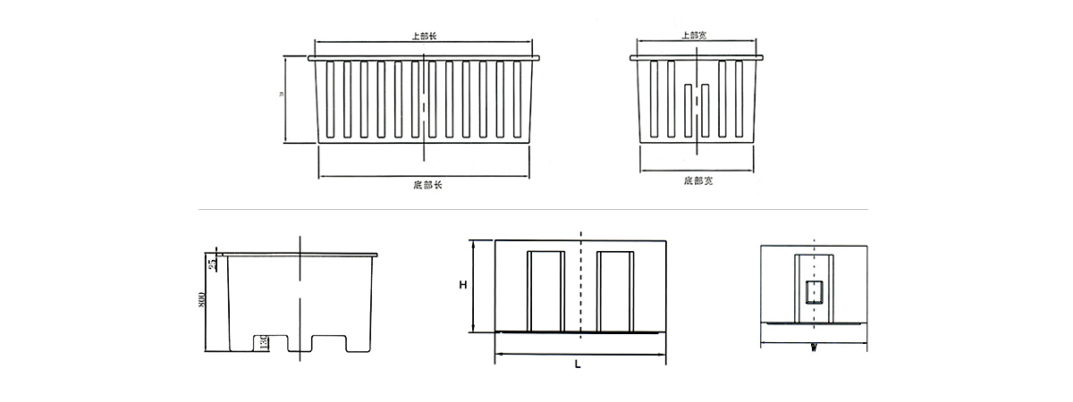 PE方桶、周轉箱尺寸線稿圖